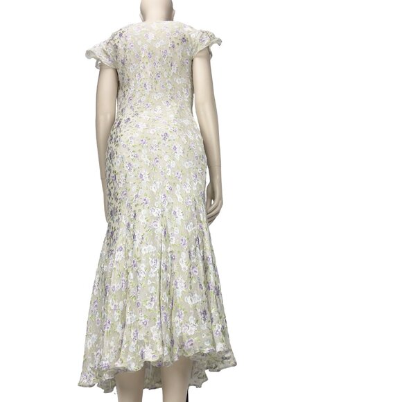 Vintage PRÉCIS Flowy Silk Shimmering Foral Burn-out Mermaid White - Picture 8 of 9